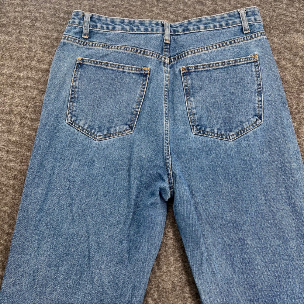 PrettyLittleThing Womens High Waisted Straight Leg Jeans Blue Side Slit Size 10 - Picture 6 of 14